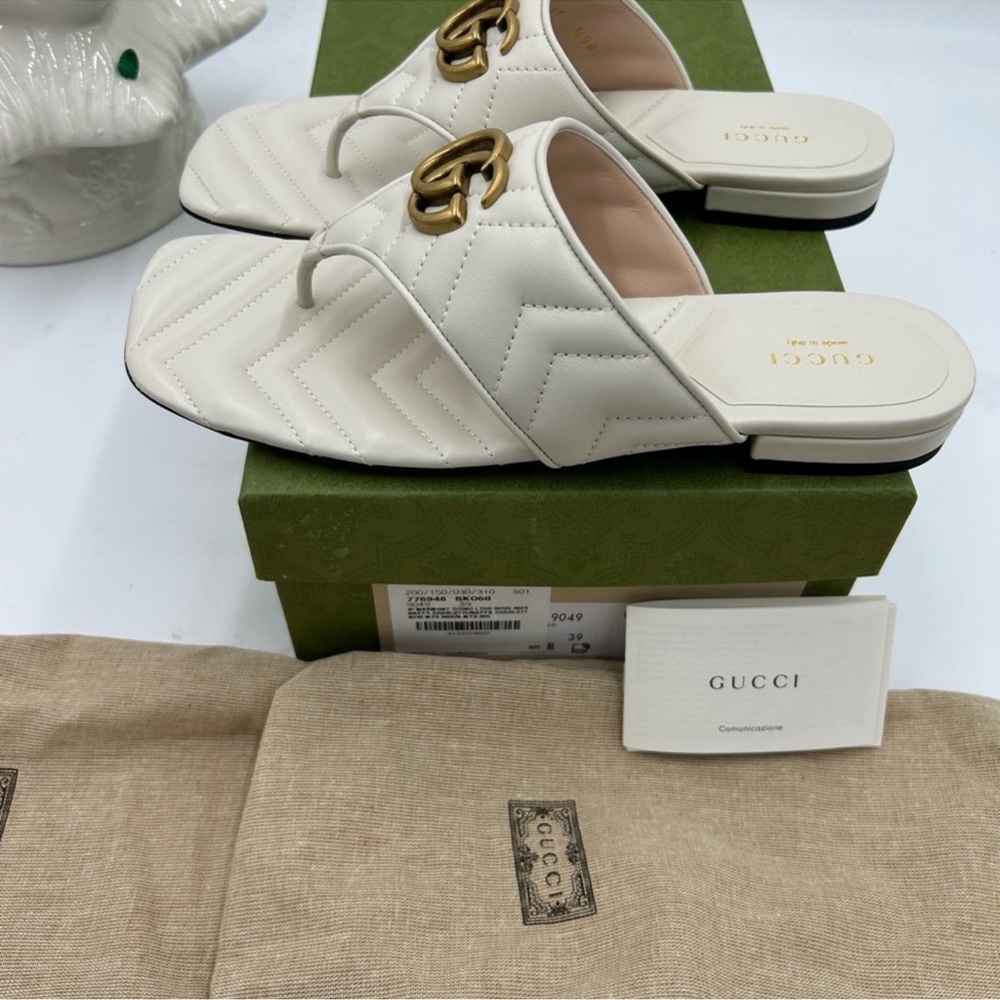 Women’s Gucci, quilted leather song sandals in Mystic white size 39 made Italy - Picture 6 of 10